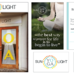 Sunlight Yoga design package with logo, banner, window decals, business cards and flyer cards